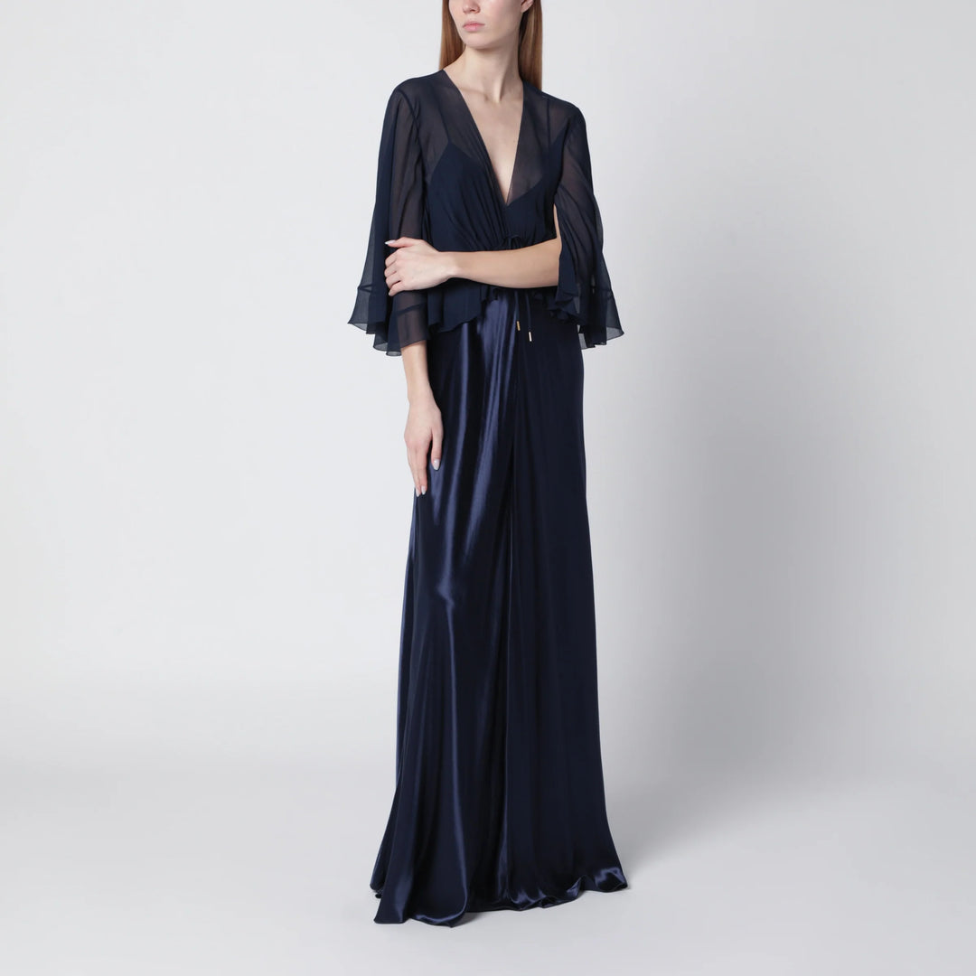 Alberta Ferretti - Long semi-transparent blue dress in viscose