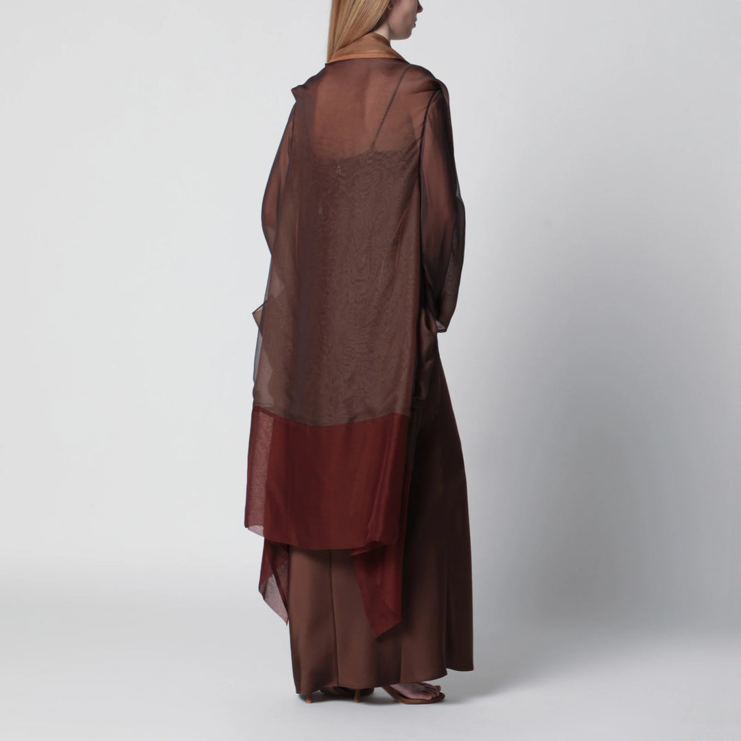 Alberta Ferretti - Brown cape in silk organza