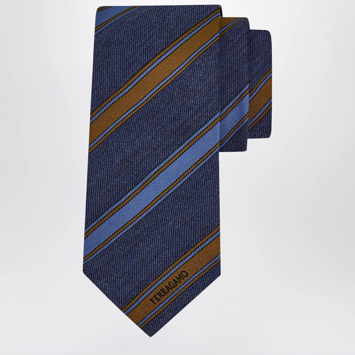 Ferragamo - Medium Blue Regimental Jacquard Tie