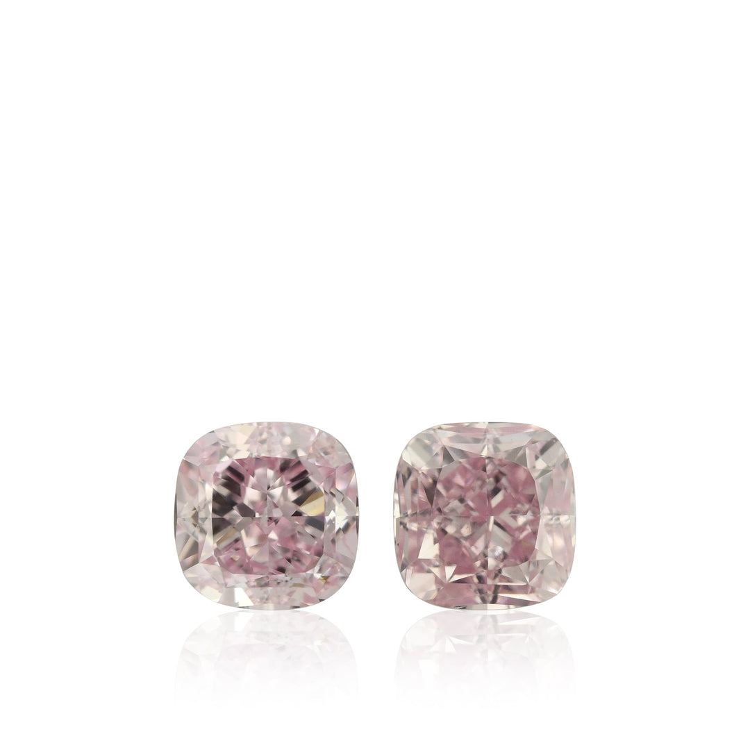 1.10 Carat Fancy Intense Purplish Pink Cushion Diamonds VS2 GIA Pair