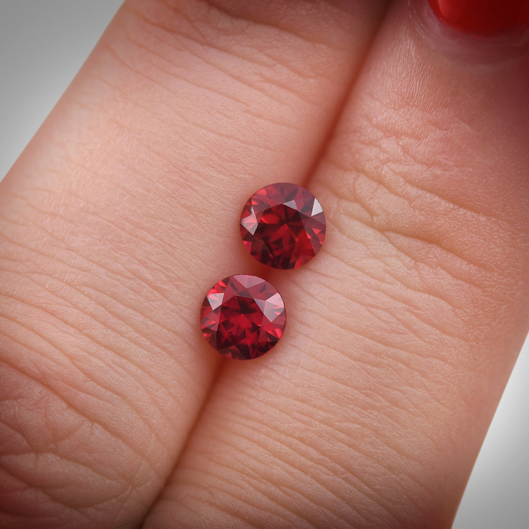 1.20 Carat Red MOZAMBIQUE Round Rubies Pair