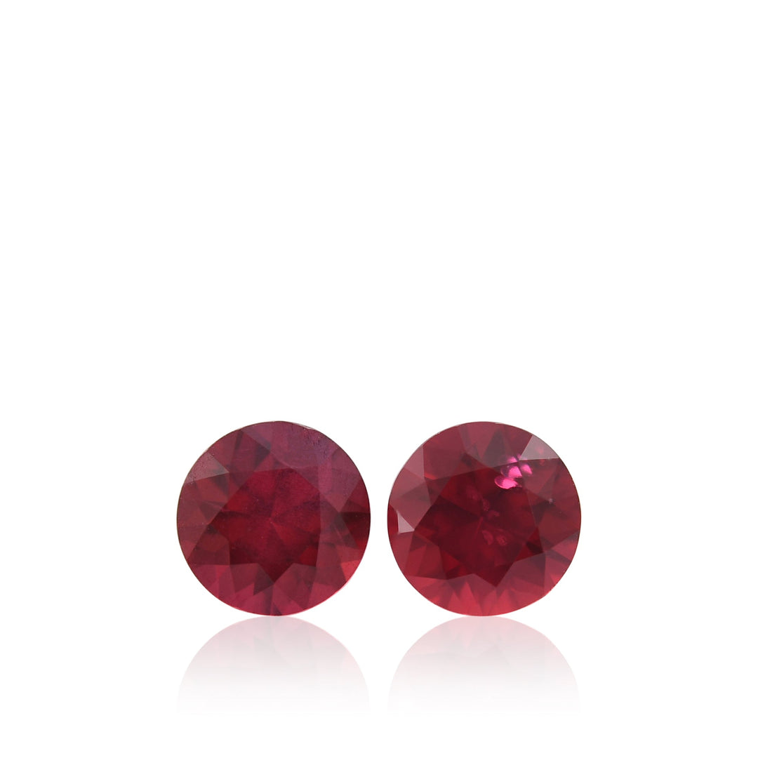 1.28 Carat Red MOZAMBIQUE Round Rubies Pair