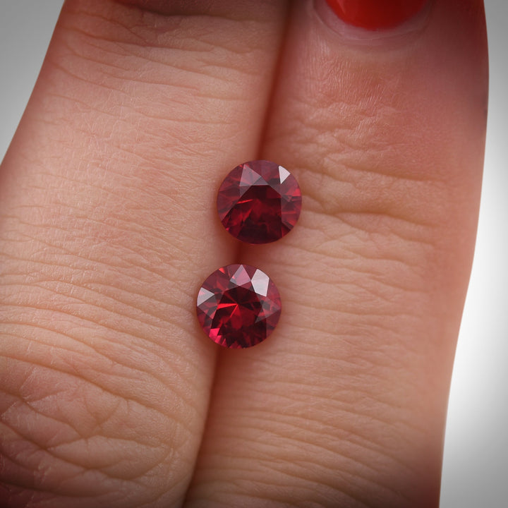 1.50 Carat Red MOZAMBIQUE Round Rubies Pair