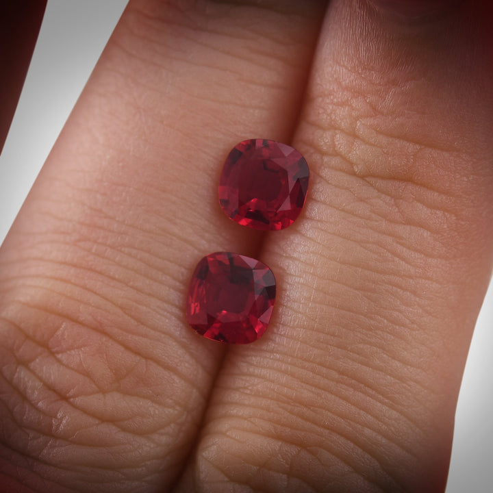 1.63 Carat Red MOZAMBIQUE Cushion Rubies Pair