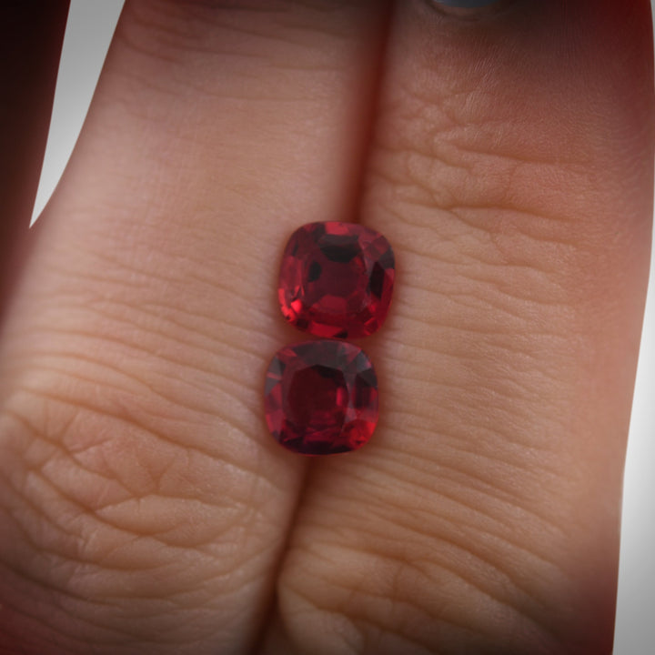1.64 Carat Red MOZAMBIQUE Cushion Rubies Pair