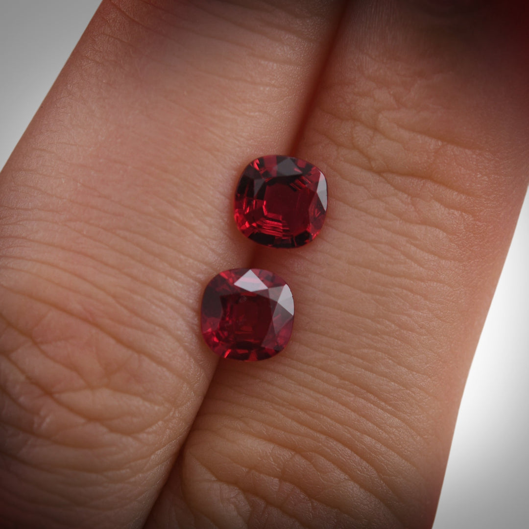 1.71 Carat Red MOZAMBIQUE Cushion Rubies Pair