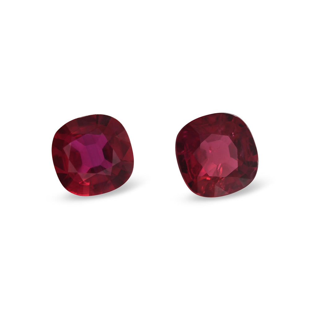 1.86 Carat Red MOZAMBiQUE Cushion Rubies Pair
