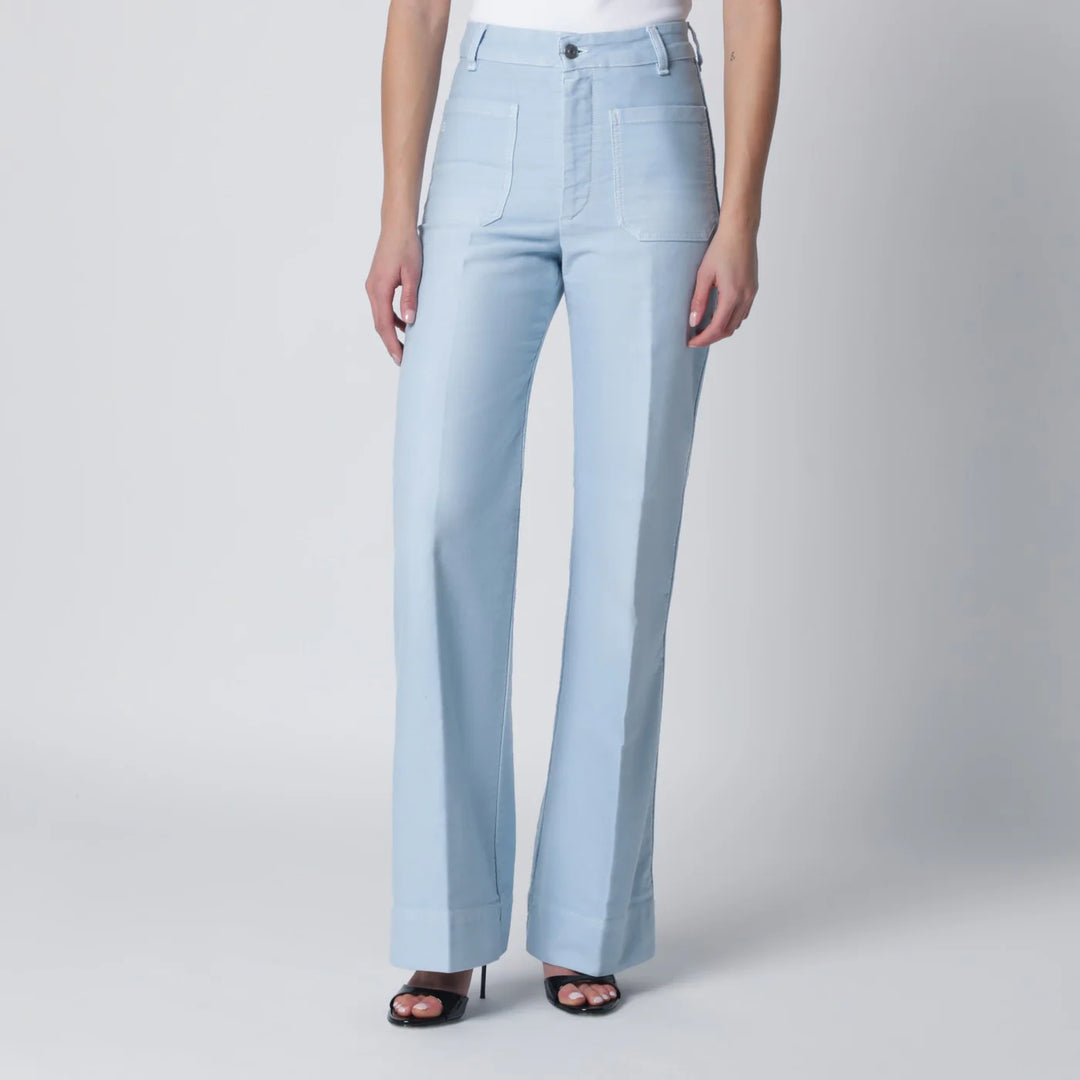 Victoria Beckham - Sky blue cotton Alina trousers