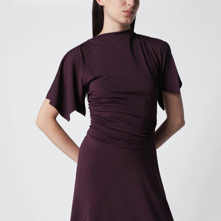 Victoria Beckham - Blackcurrant black draped midi dress