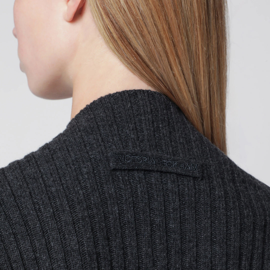 Victoria Beckham - Ribbed Sweater in Burgundy Wool and Cashmere