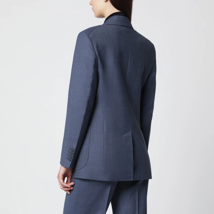 Victoria Beckham - Katherine single-breasted jacket in blue mélange wool blend