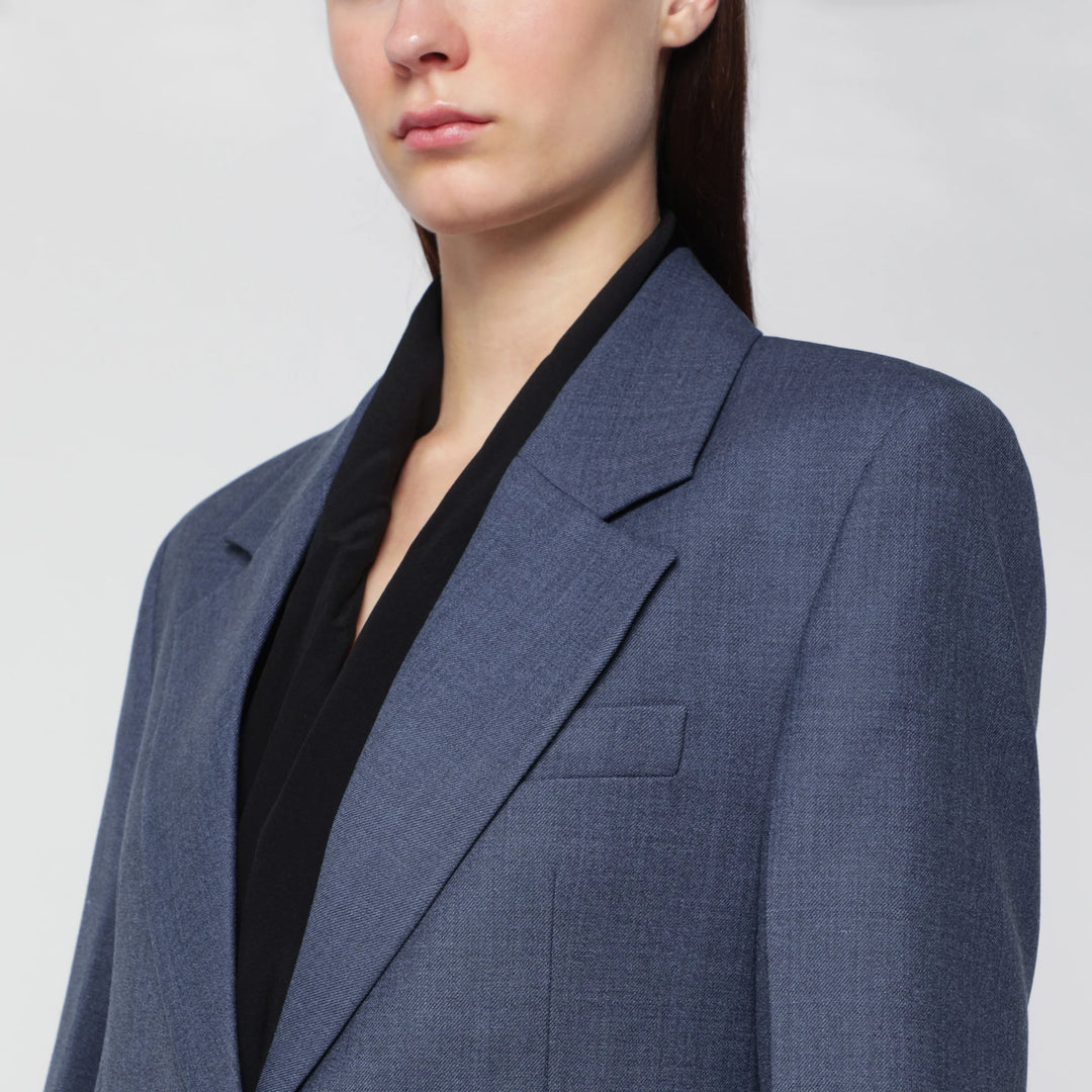 Victoria Beckham - Katherine single-breasted jacket in blue mélange wool blend