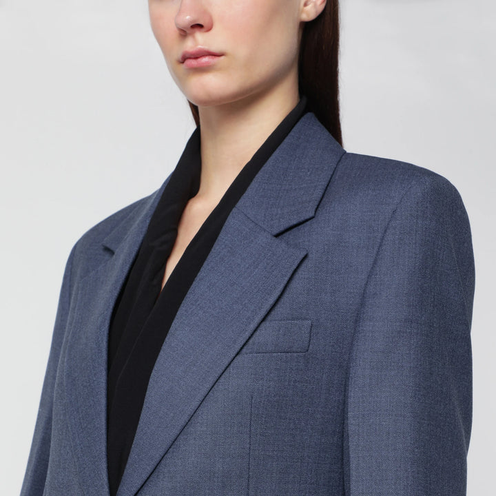 Victoria Beckham - Katherine single-breasted jacket in blue mélange wool blend