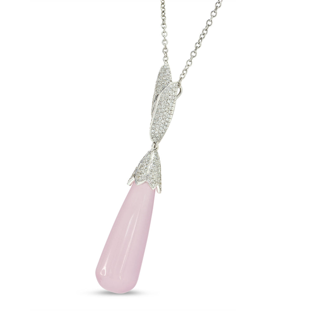 Rose Quartz and Diamond Drop Pendant