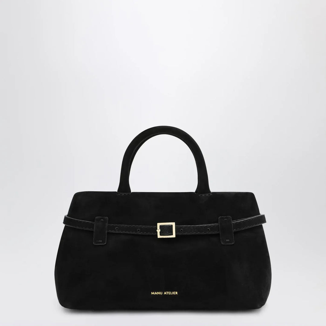 Manu Atelier - Le Cambon 25 black suede bag Brand Apparel &amp; Accessories TU