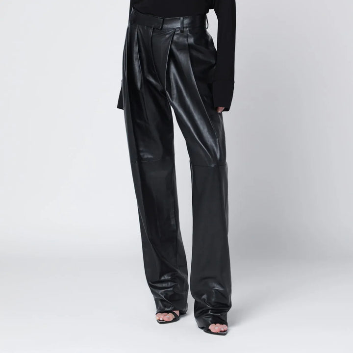 Francesco Murano - Black faux leather trousers Brand Apparel &amp; Accessories > Clothing > Pants 42  IT