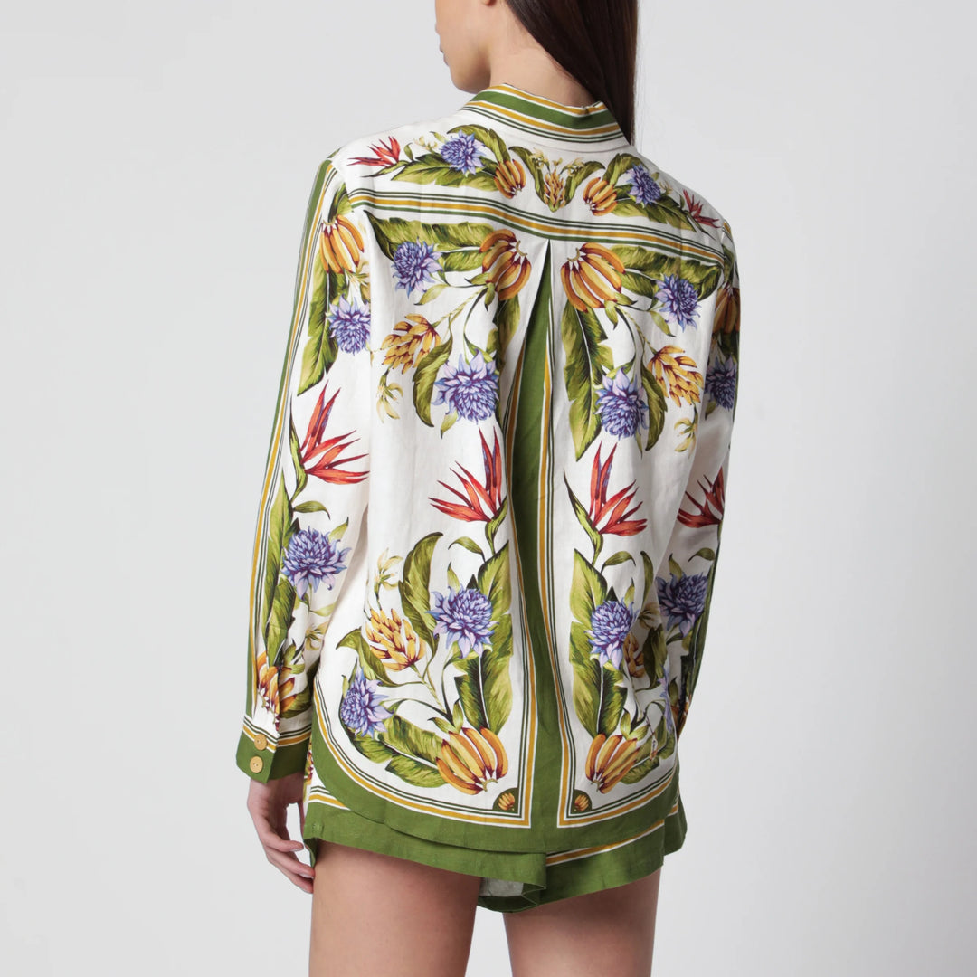 FARM Rio - Sand Tropical Scarf linen-blend shirt