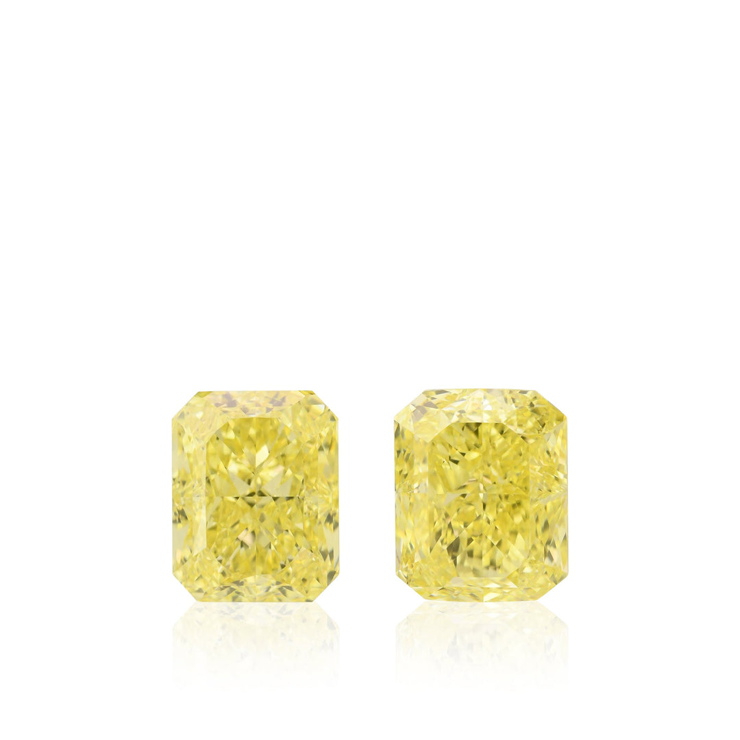 4.12 Carat Fancy Intense Yellow Radiant Diamonds VS2 GIA