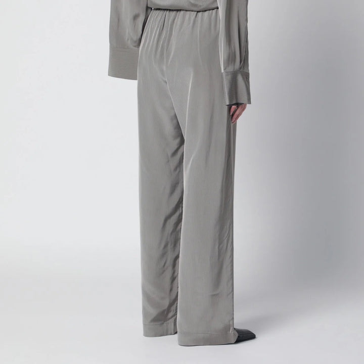 Róhe - Light grey wide striped trousers
