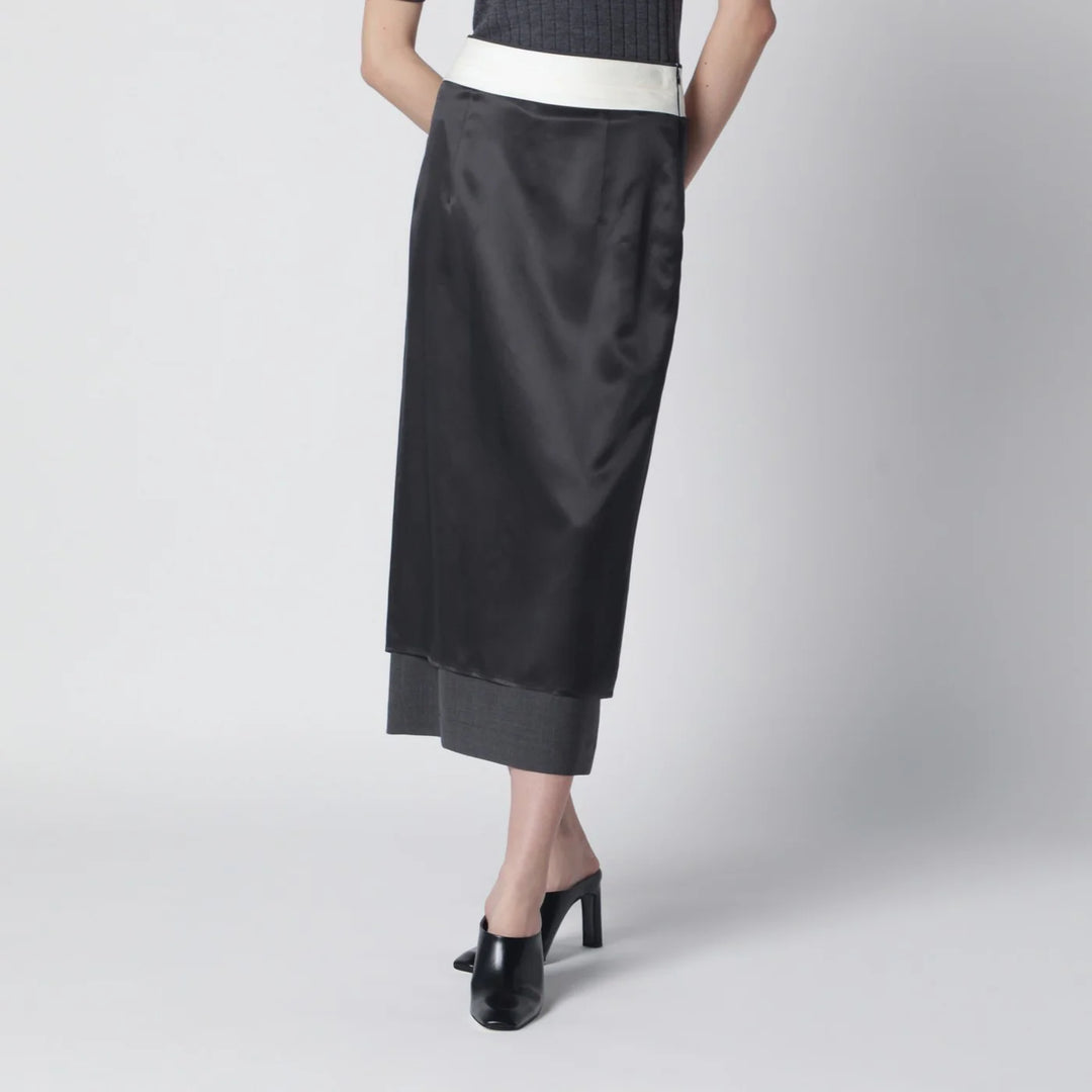 Róhe - Dark grey inside-out midi skirt