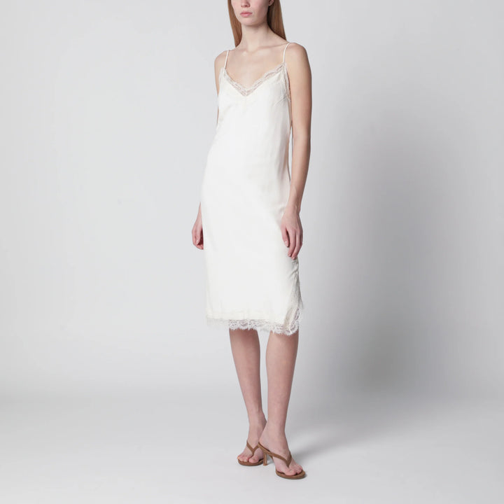 Róhe - White silk and lace slip dress