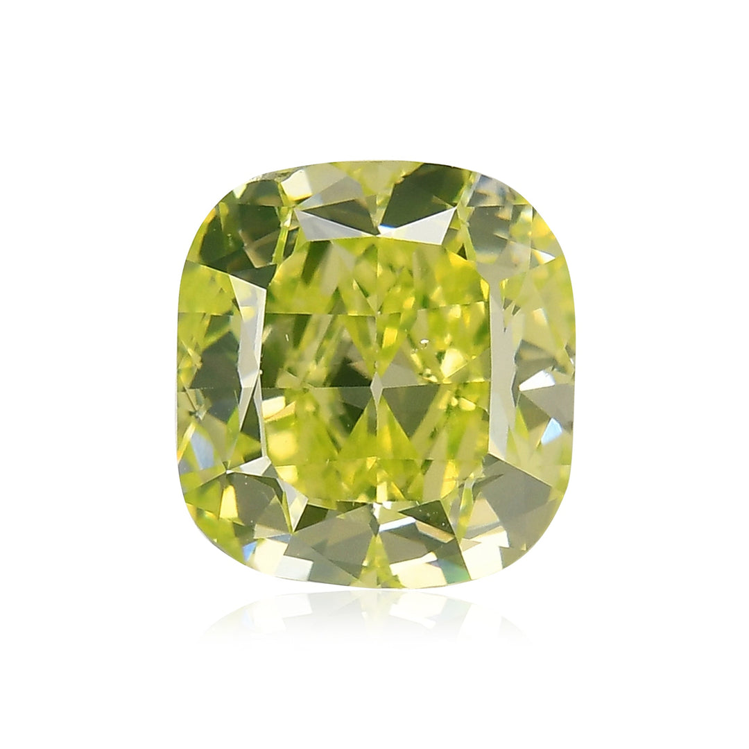 2.03 Carat Fancy Intense Yellow Green Cushion Diamond SI1 GIA