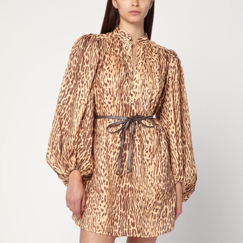 Dresses ZIMMERMANN Leopard print short dress in linen Brand