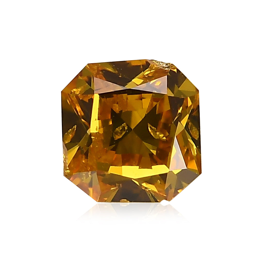 0.50 Carat Fancy Vivid Orange Yellow Radiant Diamond I1 GIA