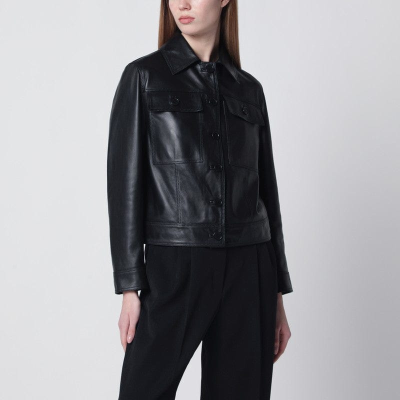 #N/A Salvatore Santoro - Black cropped leather jacket - 42 IT Brand