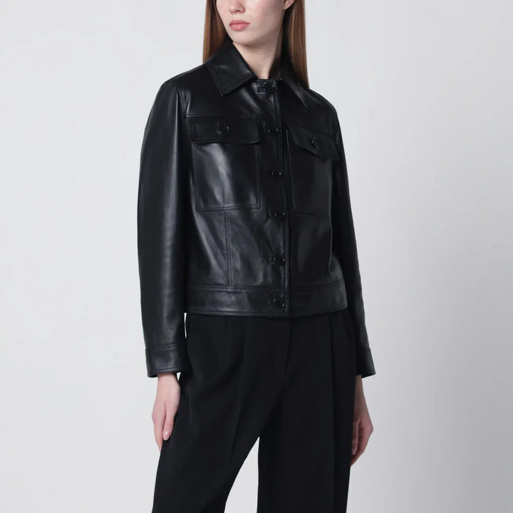 Salvatore Santoro - Black cropped leather jacket Brand Coats &amp; Jackets 44  IT