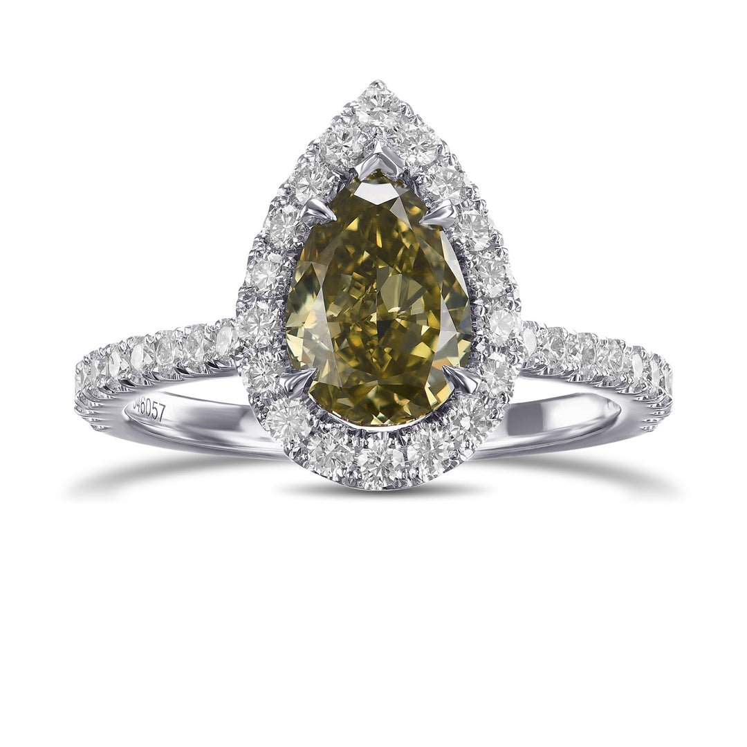 Chameleon Pear Diamond Halo Style Engagement Ring