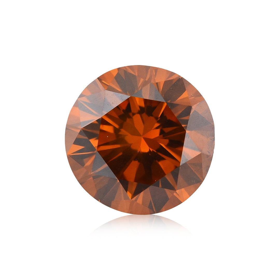 0.83 Carat Fancy Deep Brownish Orange Round Brilliant Diamond SI2 GIA