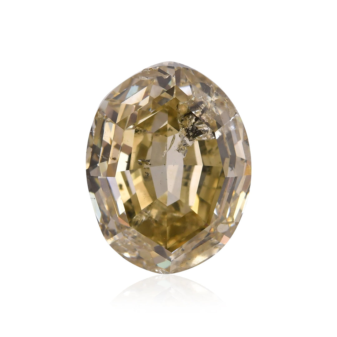 10.08 Carat Fancy Brownish Greenish Yellow Oval Diamond (I1) GIA