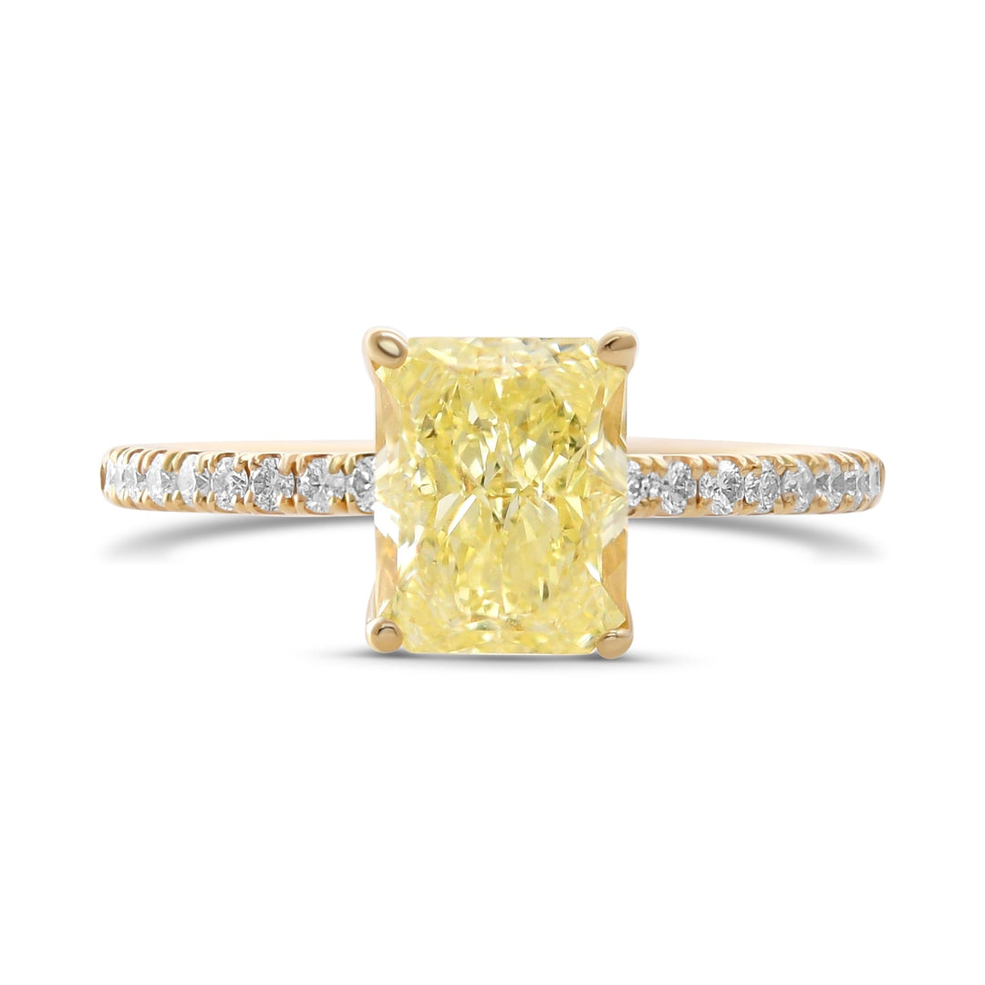 Fancy Yellow Radiant Diamond Side-stone Ring VVS1 GIA