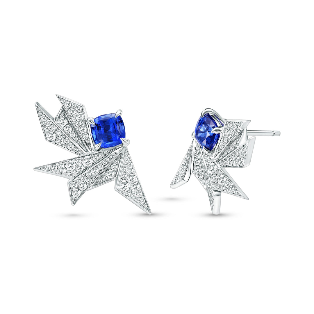 Blue Sapphire and Diamond Pave Couture Earrings