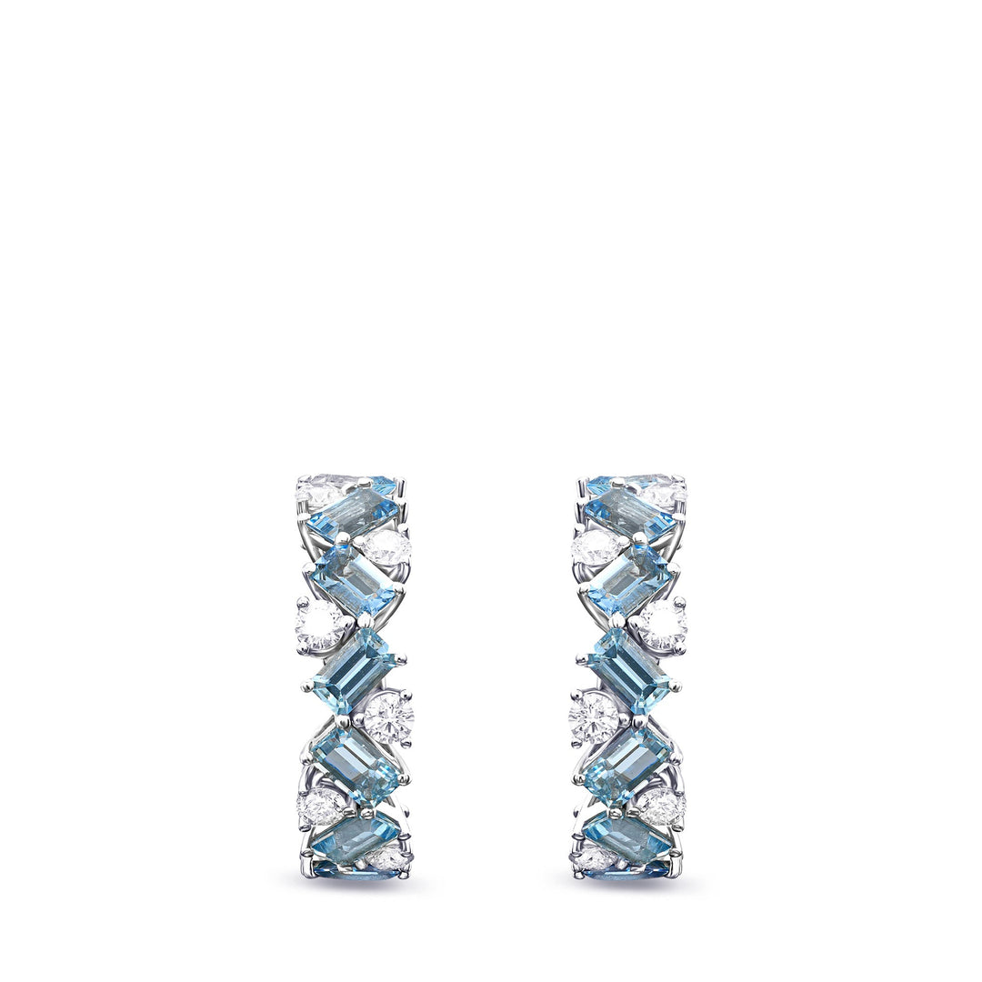 Aquamarine and Diamond Hoop Earrings