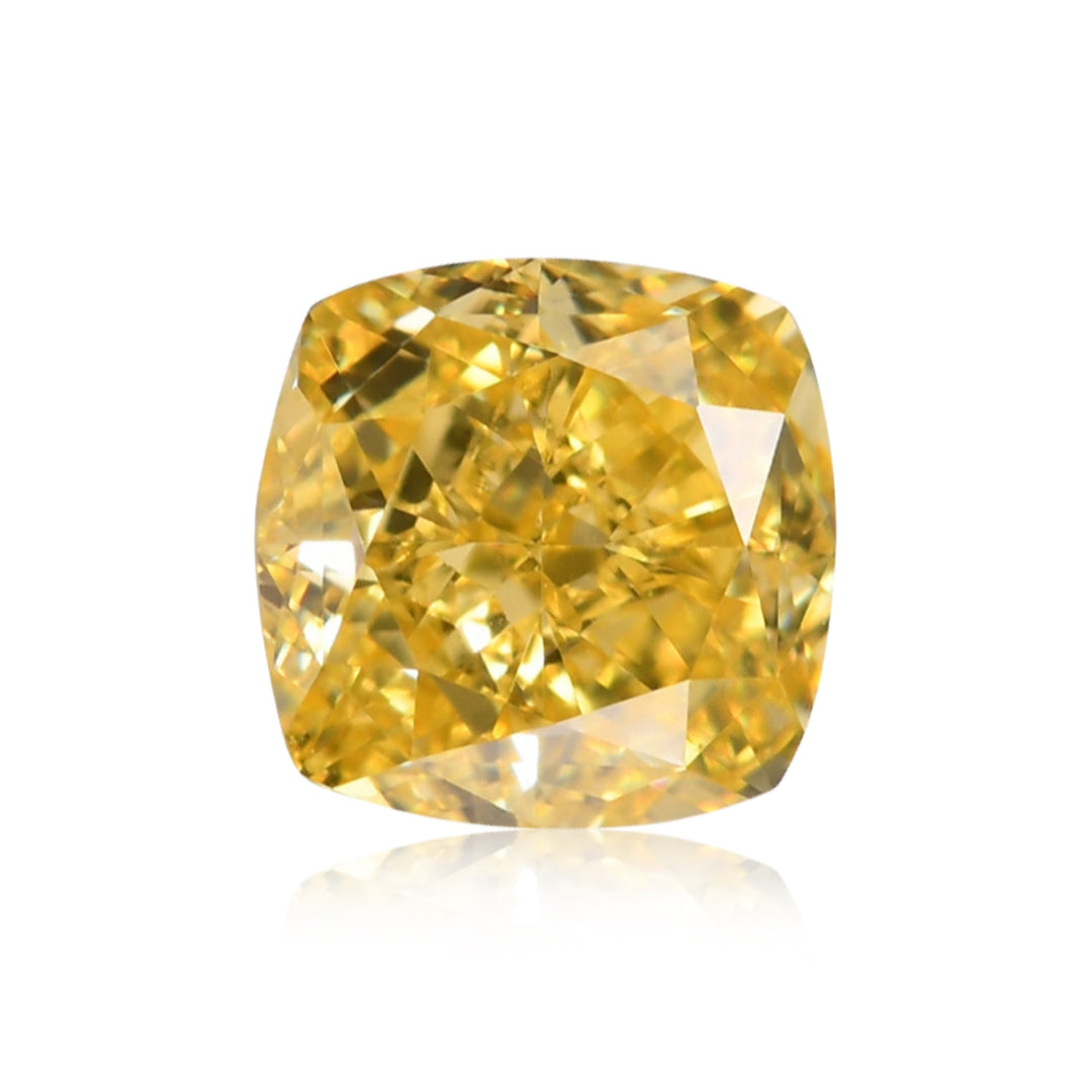 0.54 Carat Fancy Intense Yellow Cushion Diamond VS1 GIA
