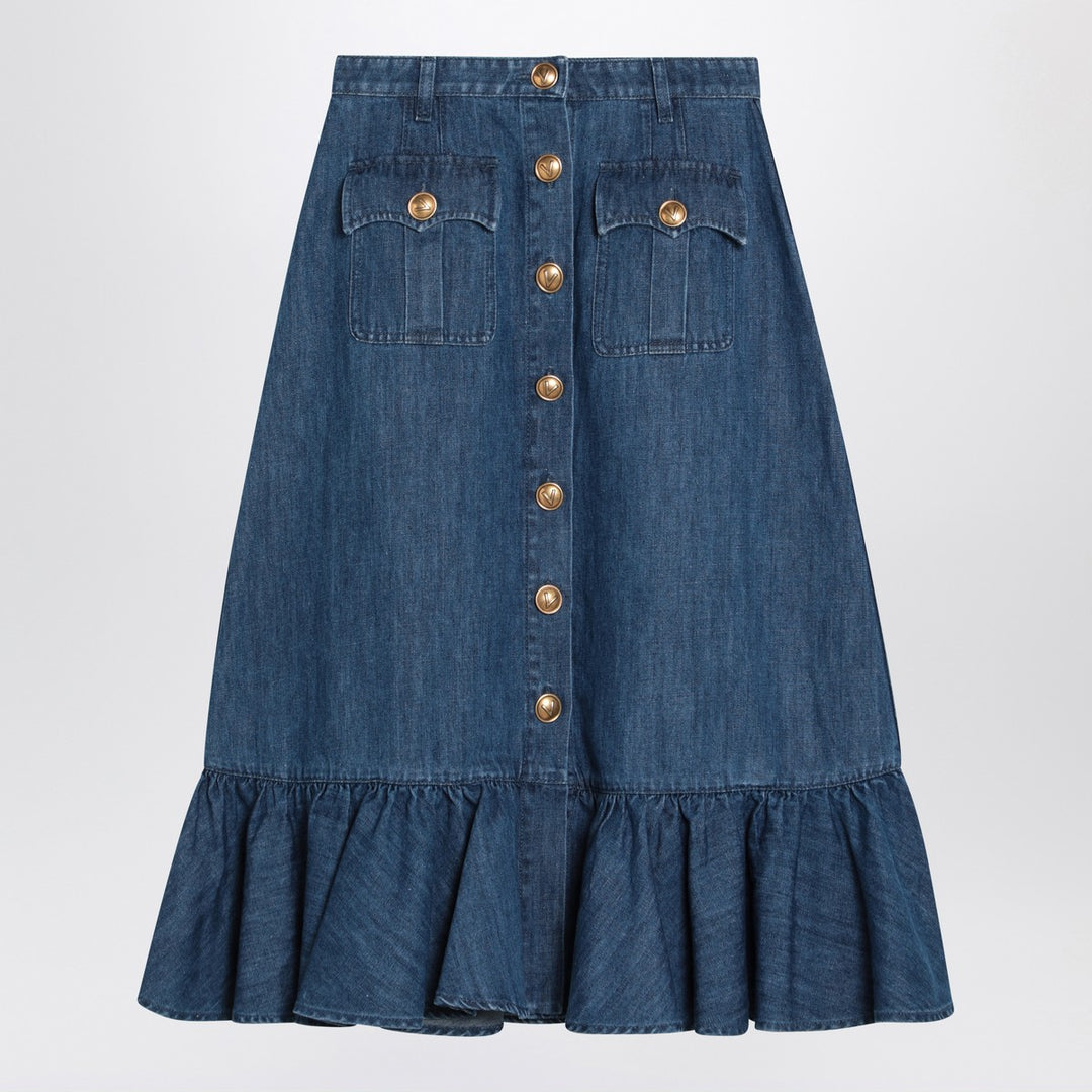 Valentino Blue denim midi skirt