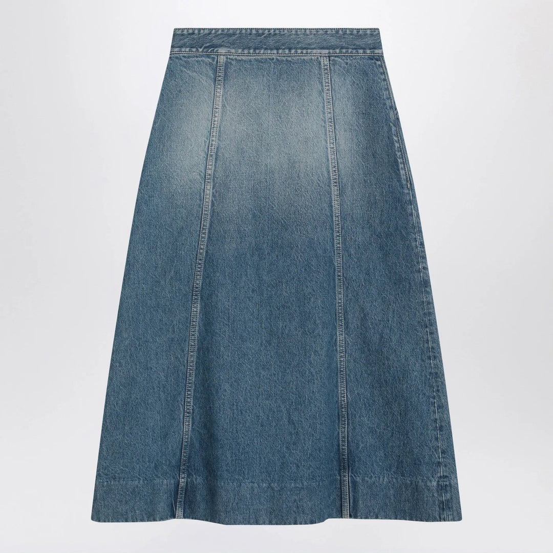 Valentino - Washed denim midi skirt