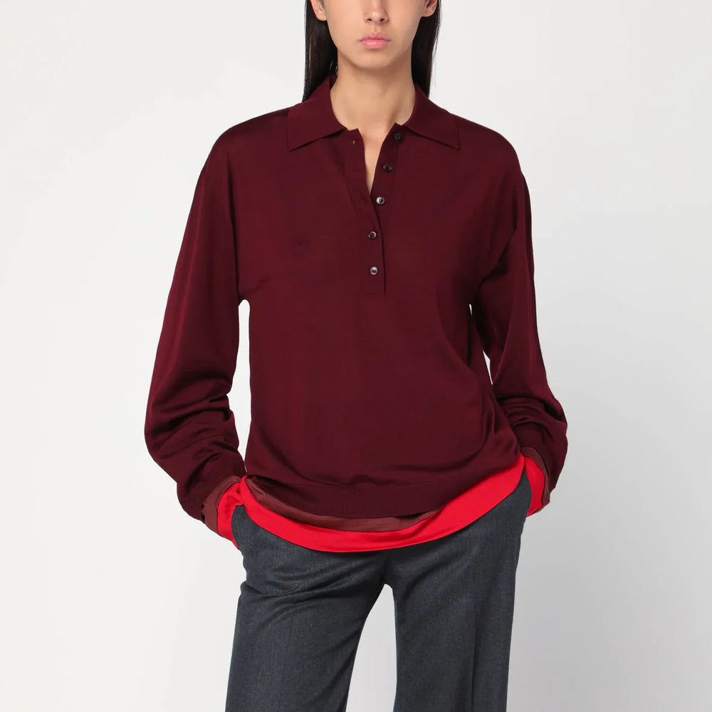 Stella McCartney - Layered Bordeaux wool polo Brand Shirts & Tops M