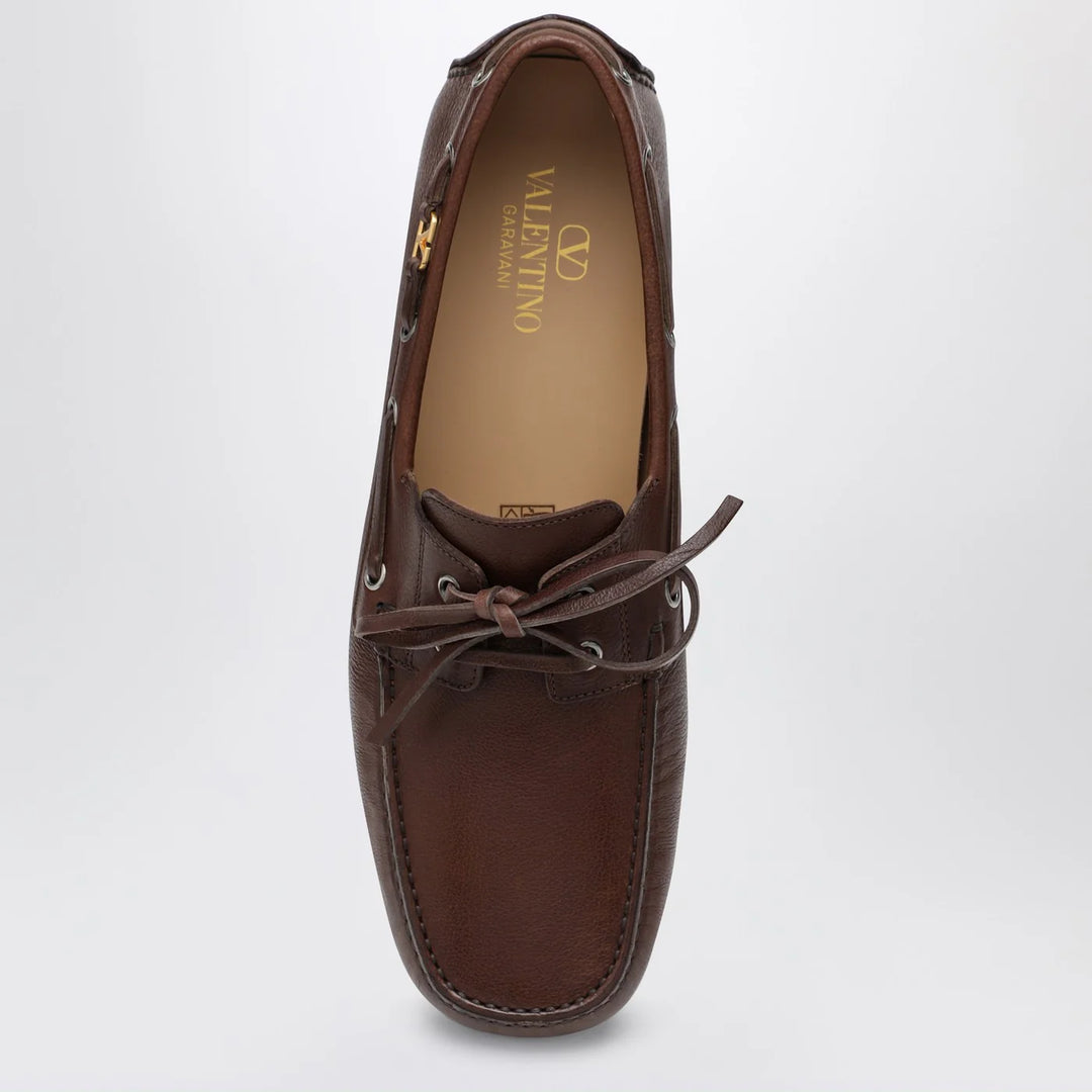 Valentino Garavani - Brown leather moccasin driver Fantaway