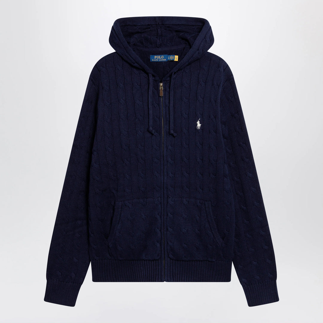 Polo Ralph Lauren - Navy blue cotton cable-knit zip-up cardigan