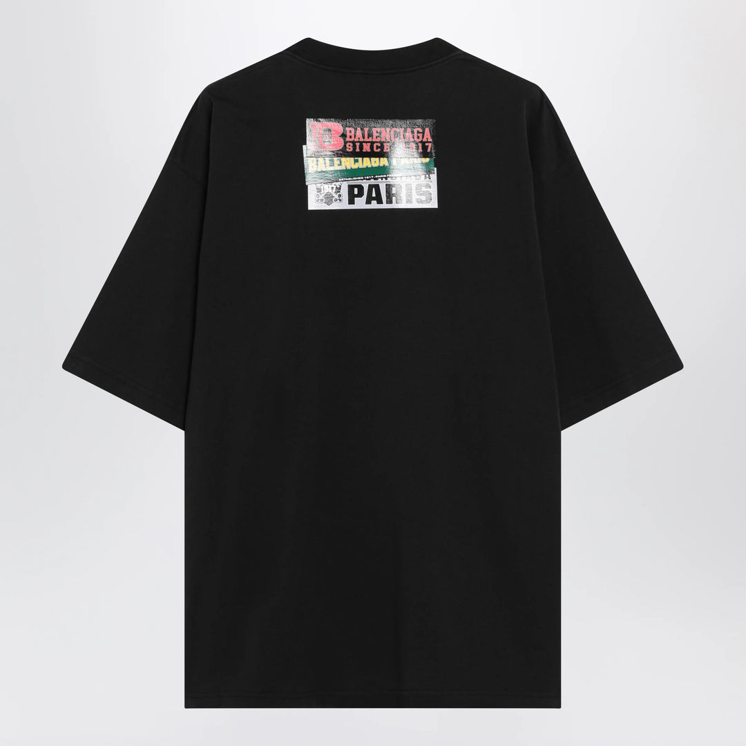 Balenciaga - Bumper Stickers medium-fit cotton T-shirt in black