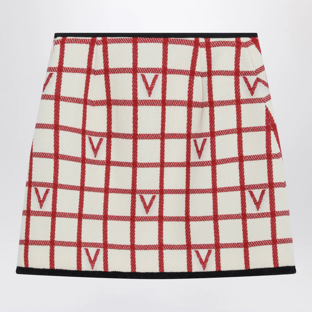 Valentino - Ivory skirt with Check Vlogo pattern