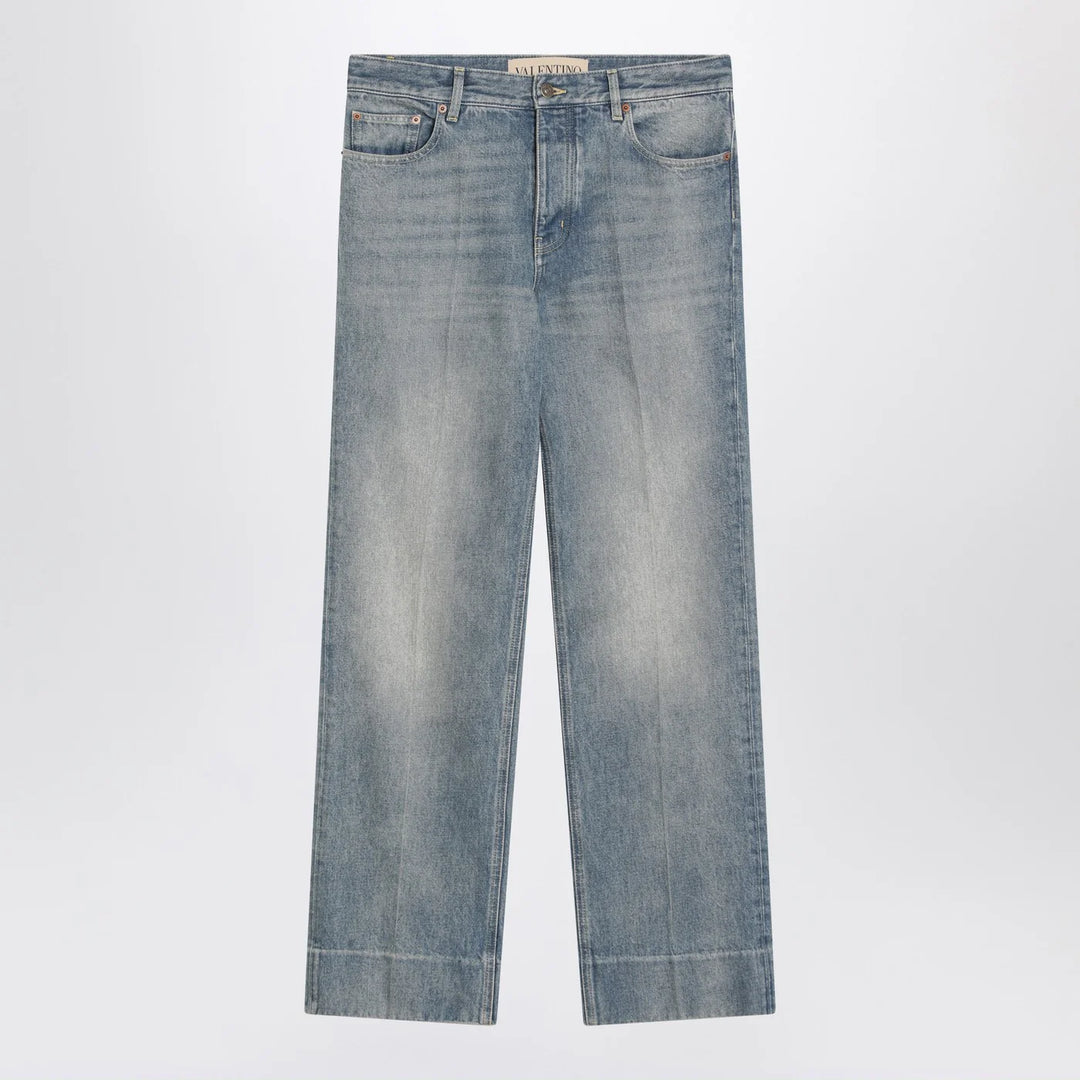 Valentino - Medium blue washed-effect jeans