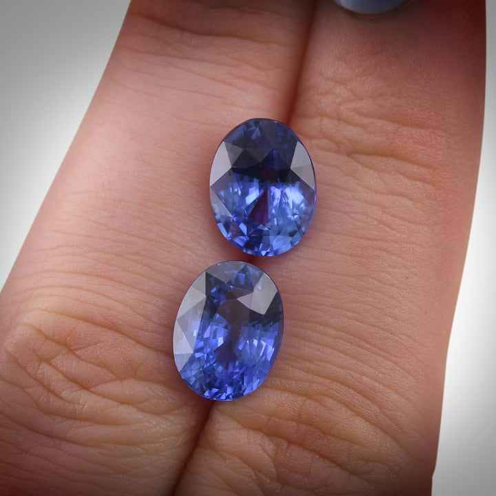 8.81 Carat Pair of Blue SRI LANKAN Oval Sapphires GIA
