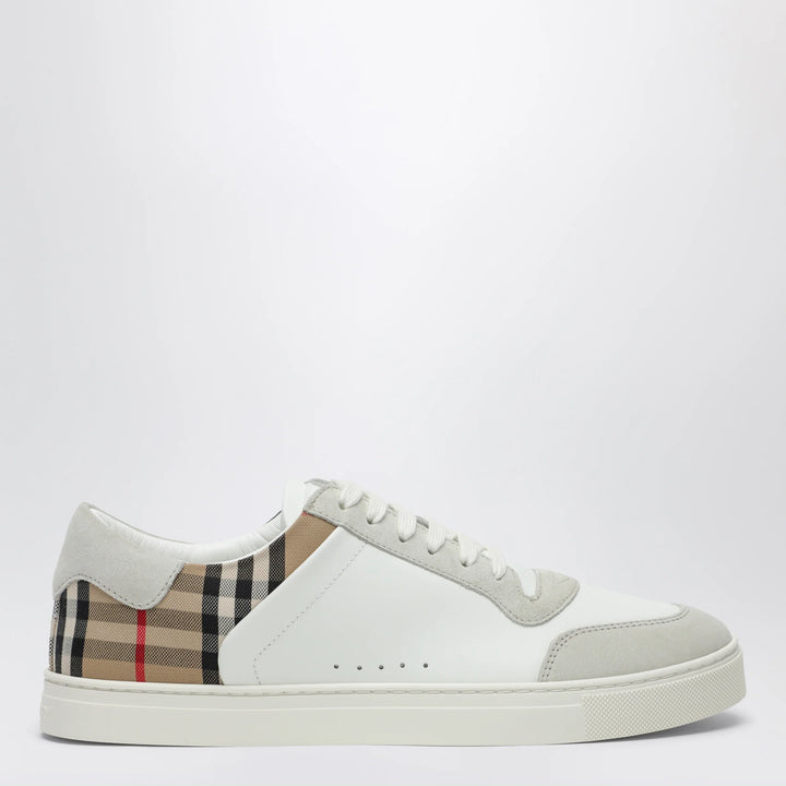 Burberry - White and Check leather sneakers
