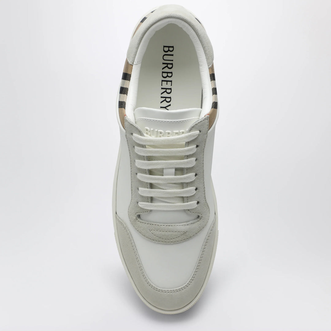 Burberry - White and Check leather sneakers