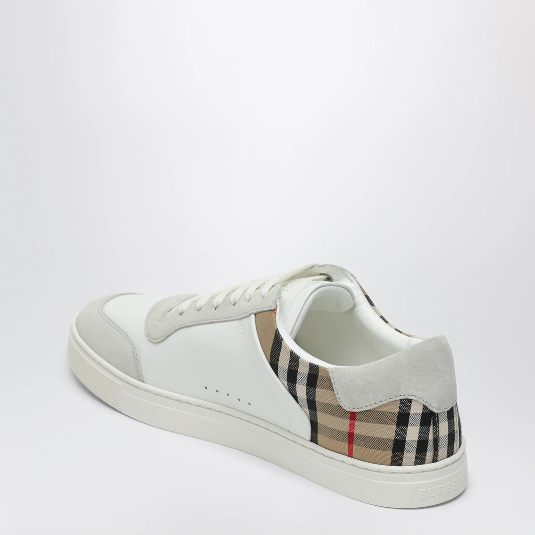 Burberry - White and Check leather sneakers