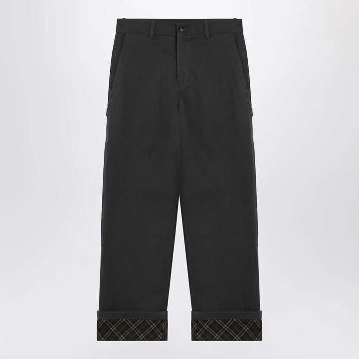 Burberry - Black trousers with Check pattern lapels